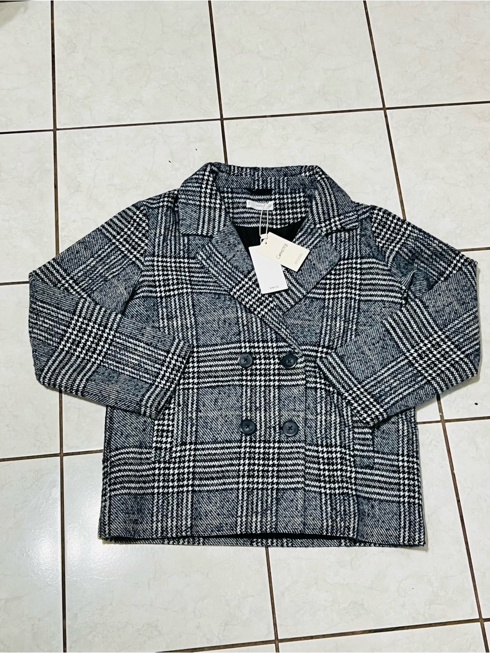 MANGO Women’s / Juniors size Small Pijama Plaid Diana Coat NWT